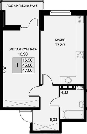 Продается 1-комн. квартира, 45 м²