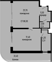 Продается 1-комн. квартира, 56.9 м²
