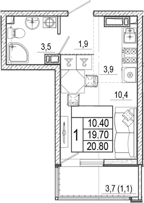 Продается 1-комн. квартира, 19.7 м²