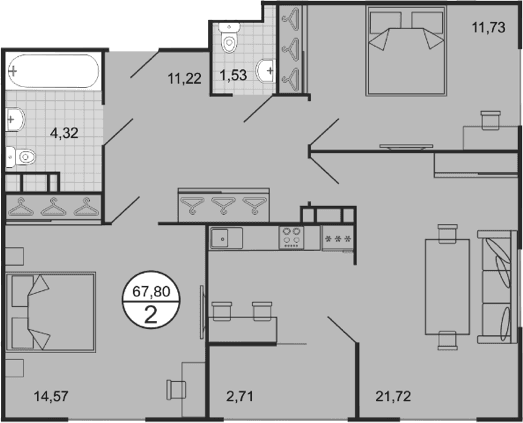 Продается 3-комн. квартира, 65.09 м²