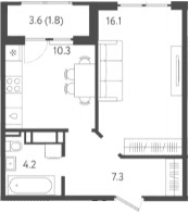 Продается 1-комн. квартира, 37.9 м²