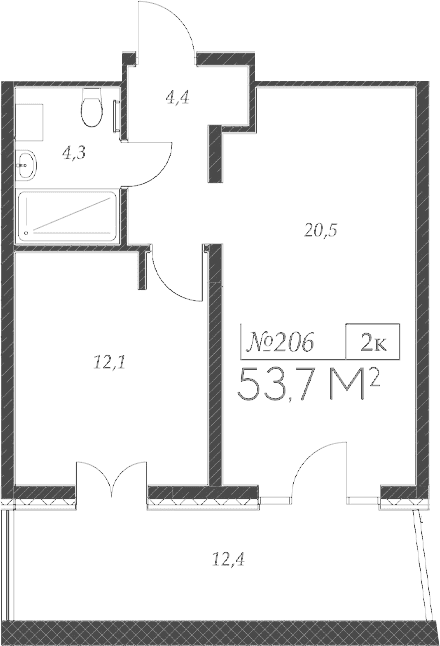 Продается 2-комн. квартира, 41.3 м²
