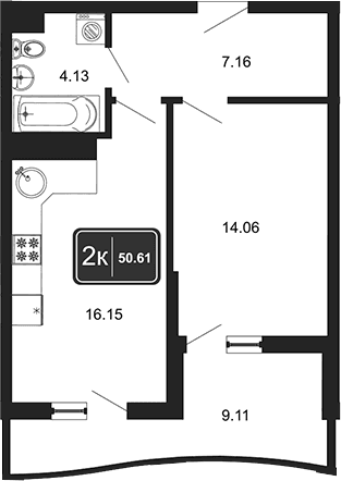 Продается 1-комн. квартира, 42.1 м²