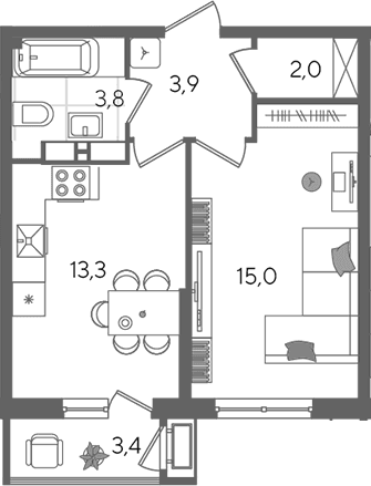 Продается 1-комн. квартира, 38 м²