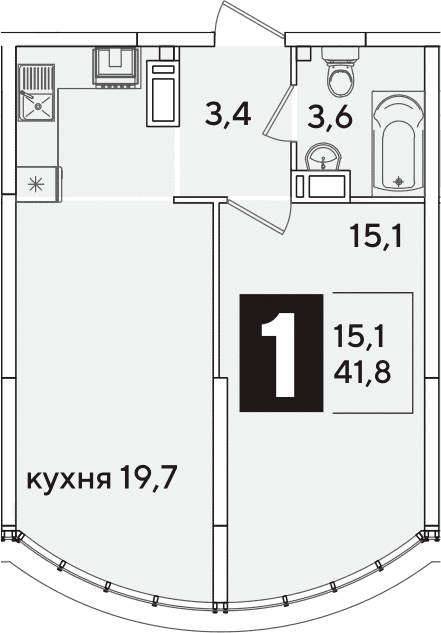 Продается 2-комн. квартира, 41.8 м²