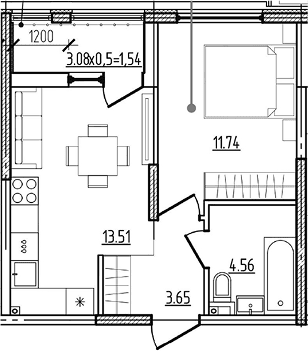 Продается 1-комн. квартира, 33.46 м²
