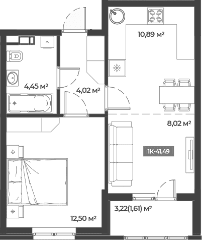 Продается 1-комн. квартира, 39.88 м²