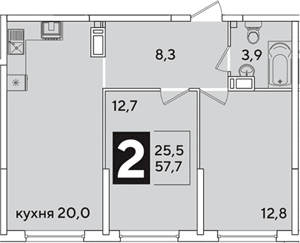 Продается 3-комн. квартира, 57.7 м²