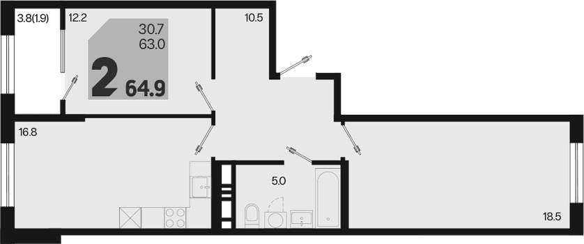 Продается 3-комн. квартира, 63 м²