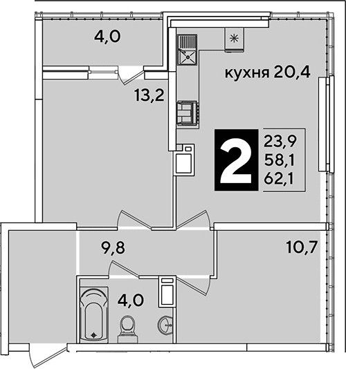 Продается 3-комн. квартира, 58.1 м²