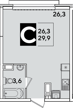 Продается 1-комн. квартира, 29.9 м²