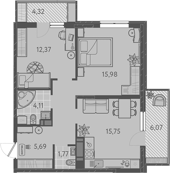 Продается 3-комн. квартира, 61.14 м²