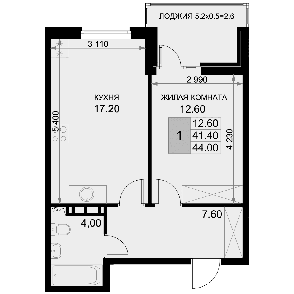 Продается 2-комн. квартира, 41.4 м²