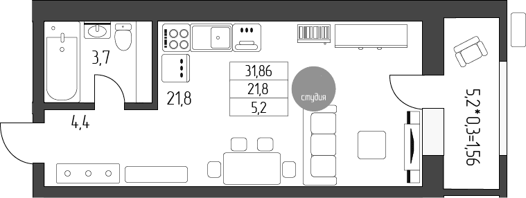 Продается 1-комн. квартира, 30.3 м²