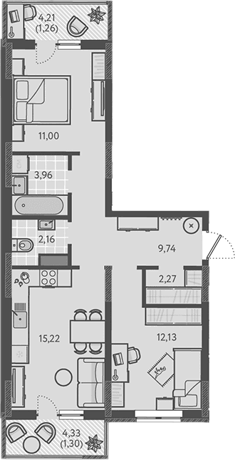 Продается 3-комн. квартира, 56.48 м²