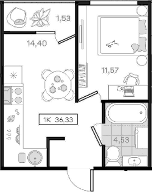 Продается 1-комн. квартира, 34.8 м²