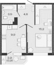 Продается 1-комн. квартира, 33.8 м²