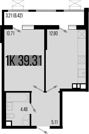 Продается 1-комн. квартира, 36.1 м²
