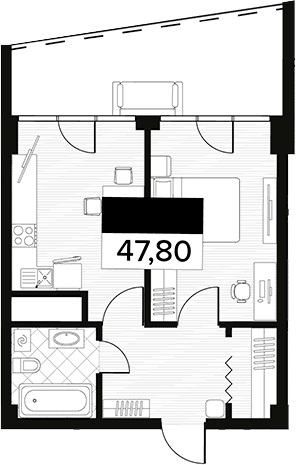 Продается 1-комн. квартира, 47.8 м²