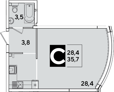 Продается 1-комн. квартира, 35.7 м²