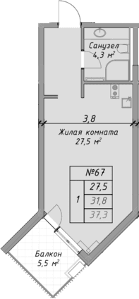 Продается 1-комн. квартира, 31.8 м²