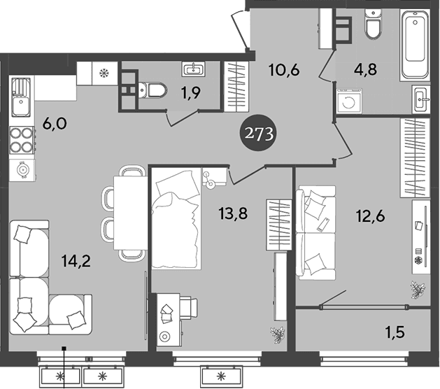 Продается 3-комн. квартира, 63.9 м²
