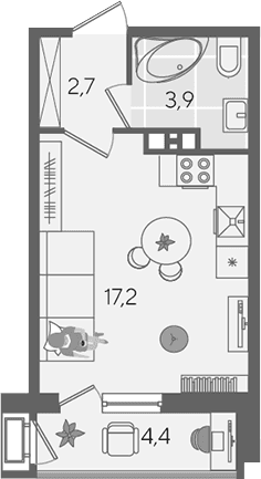 Продается 1-комн. квартира, 23.8 м²