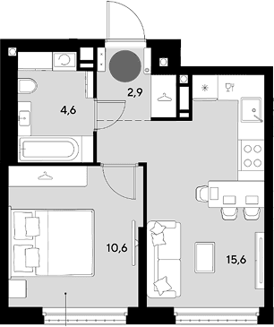 Продается 2-комн. квартира, 33.7 м²