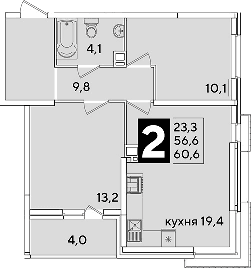 Продается 3-комн. квартира, 56.6 м²