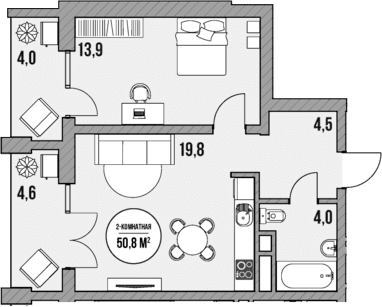 Продается 1-комн. квартира, 42.2 м²