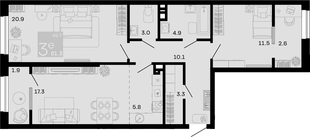 Продается 3-комн. квартира, 76.8 м²