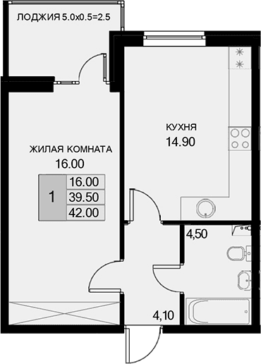 Продается 1-комн. квартира, 39.5 м²