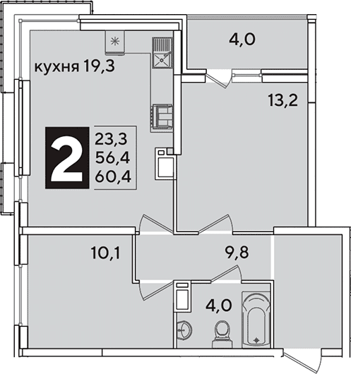 Продается 3-комн. квартира, 56.4 м²