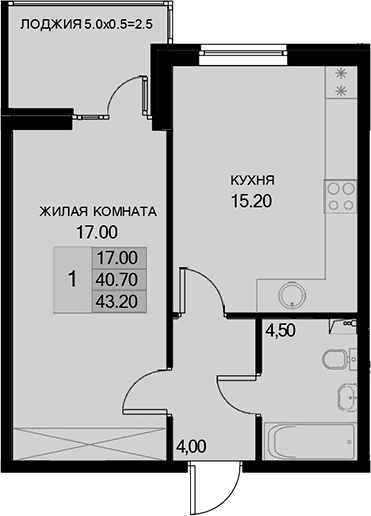 Продается 1-комн. квартира, 40.7 м²