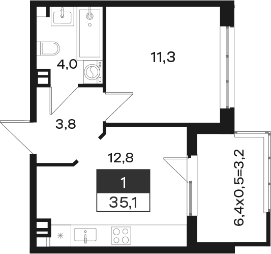 Продается 1-комн. квартира, 31.9 м²