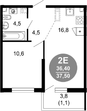 Продается 2-комн. квартира, 36.4 м²