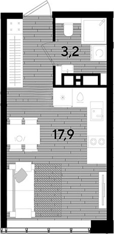 Продается 1-комн. квартира, 21.1 м²