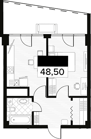Продается 1-комн. квартира, 48.5 м²