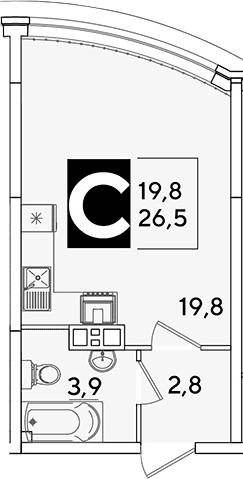 Продается 1-комн. квартира, 26.5 м²