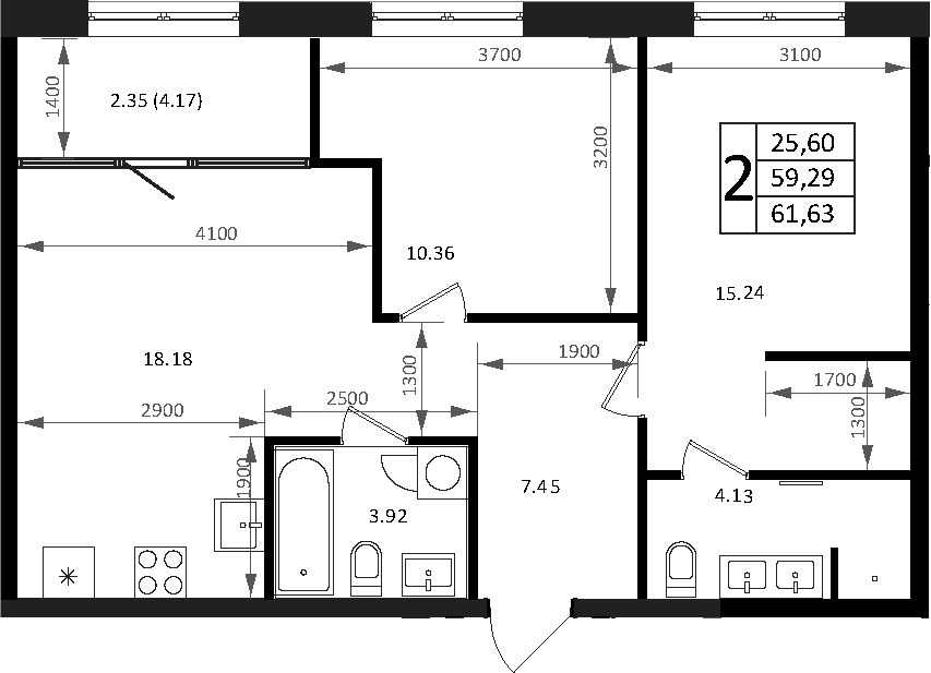 Продается 3-комн. квартира, 59.28 м²