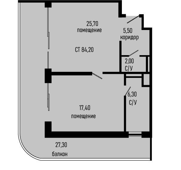 Продается 1-комн. квартира, 56.9 м²