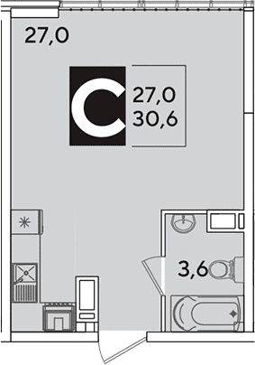 Продается 1-комн. квартира, 30.6 м²