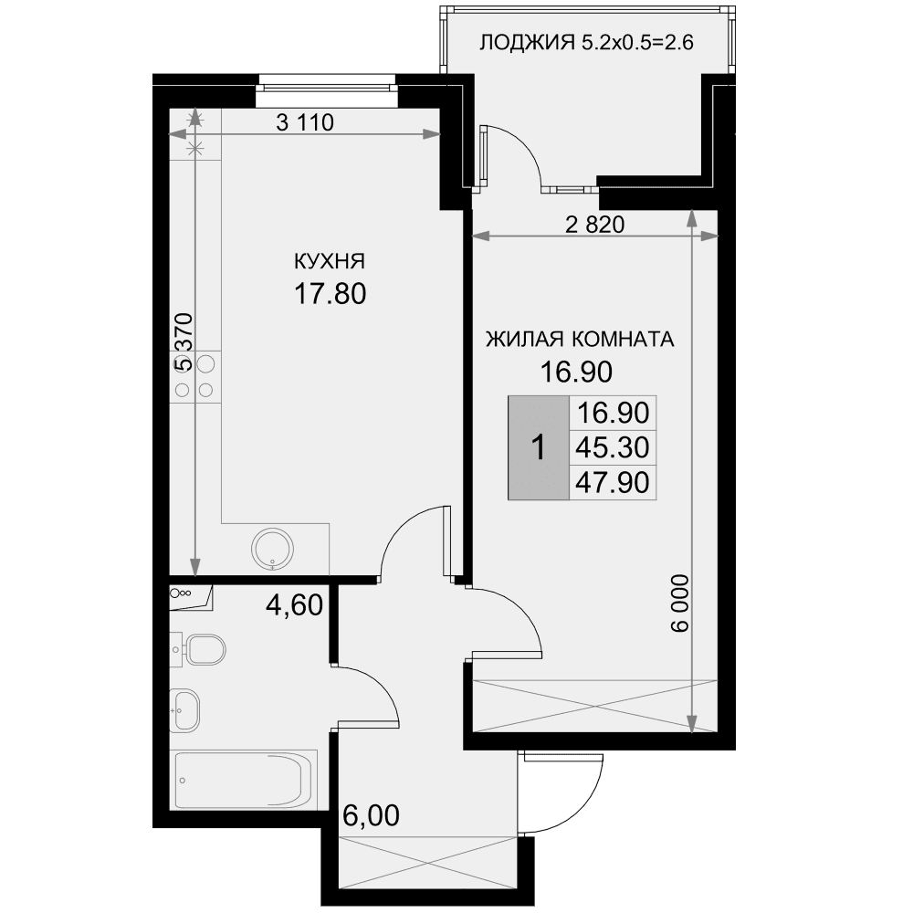 Продается 2-комн. квартира, 45.3 м²