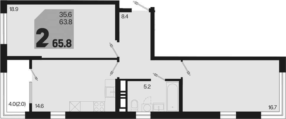 Продается 2-комн. квартира, 63.8 м²