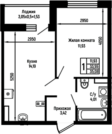 Продается 1-комн. квартира, 33.55 м²