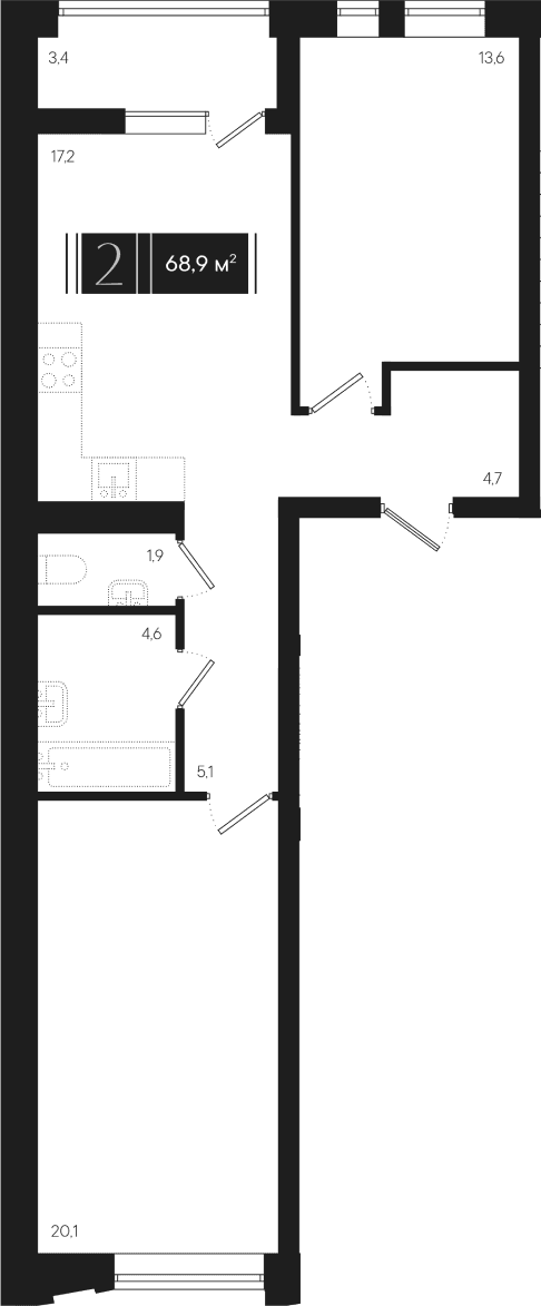 Продается 2-комн. квартира, 67.2 м²