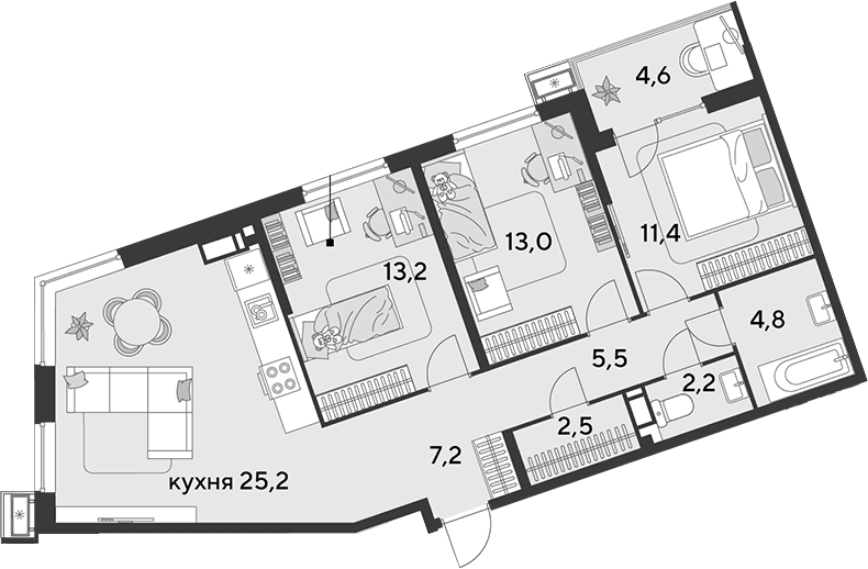 Продается 4-комн. квартира, 86.6 м²