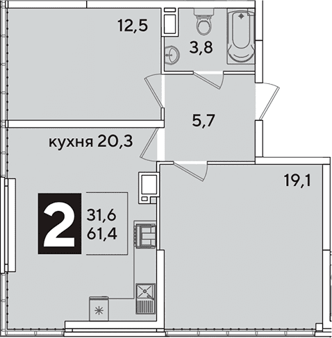Продается 3-комн. квартира, 61.4 м²