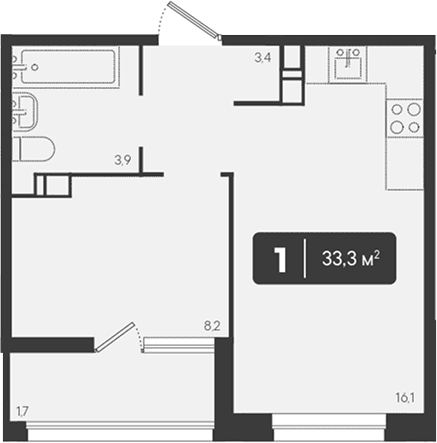 Продается 1-комн. квартира, 31.6 м²