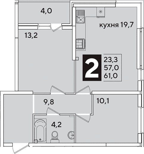 Продается 3-комн. квартира, 57 м²